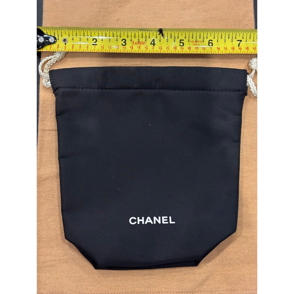 Chanel VIP Gift Black Nylon Drawstring Pouch Makeup Bag Travel Organizer Small